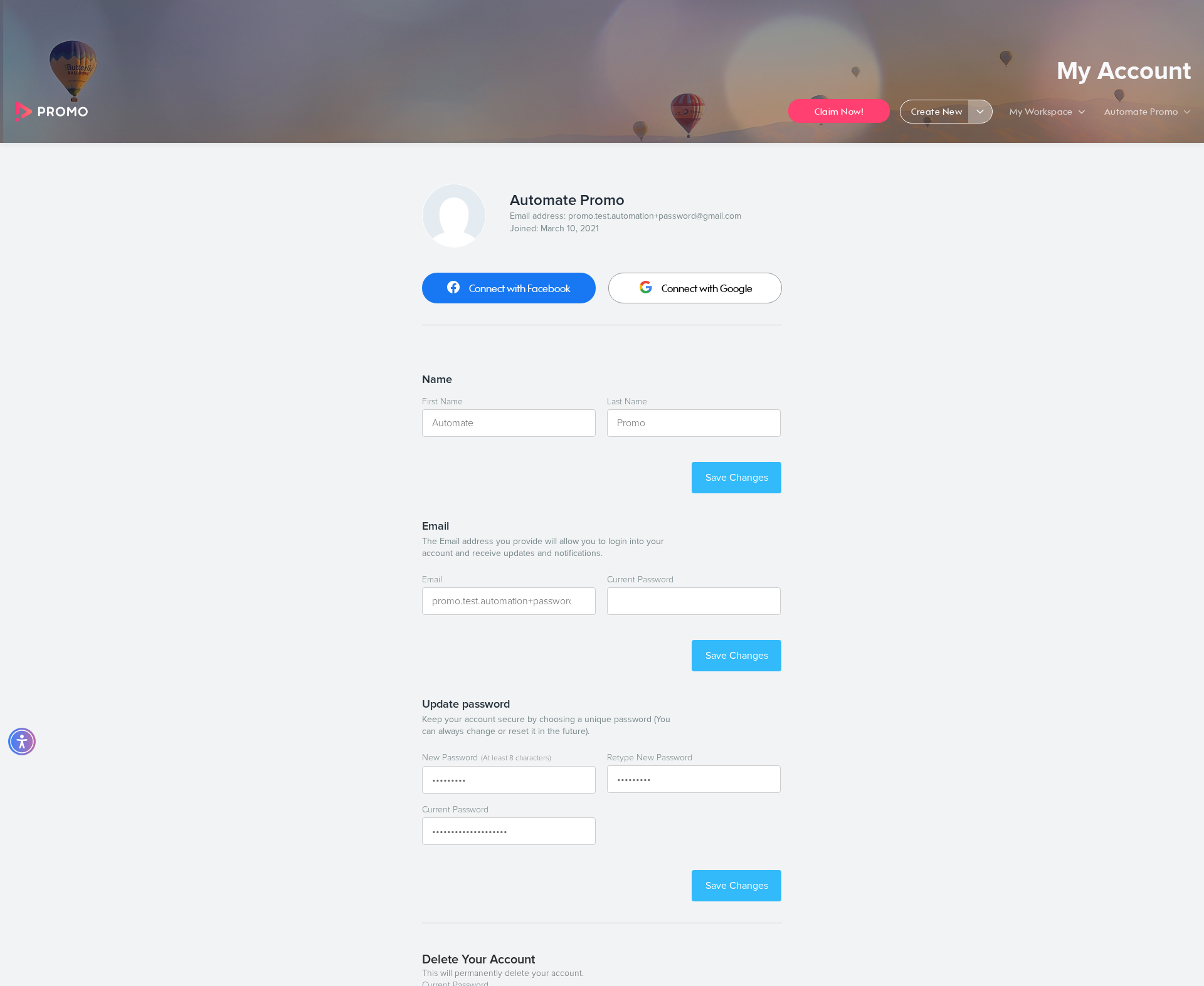 Test failure screenshot